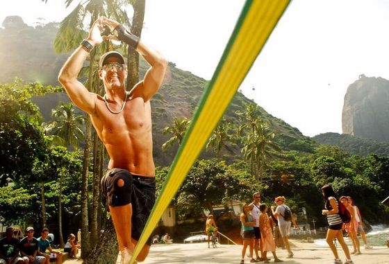 satın al Özel Logolu Sarı Renk Polyester Dokuma Slackline Yürüyüş İpi online manufacture