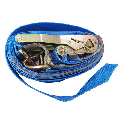 satın al Ağır Güçlü 4 Ton 5 Metrelik Ratchet Tie Down Kemeri - Yüksek Dayanıklı Mavi Polyester Webbing Double J Kancaları Çevrimiçi üretim